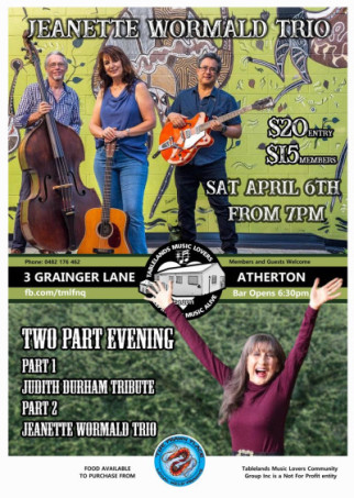 Tablelands Music Lovers presents Jeanette Wormald Trio 