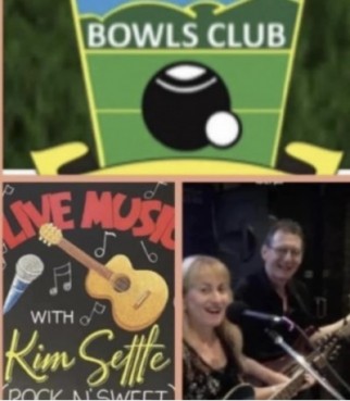 (The Rock’n Sweet Duo) Kim Settle and John Comrie at Edge Hill Bowls Club